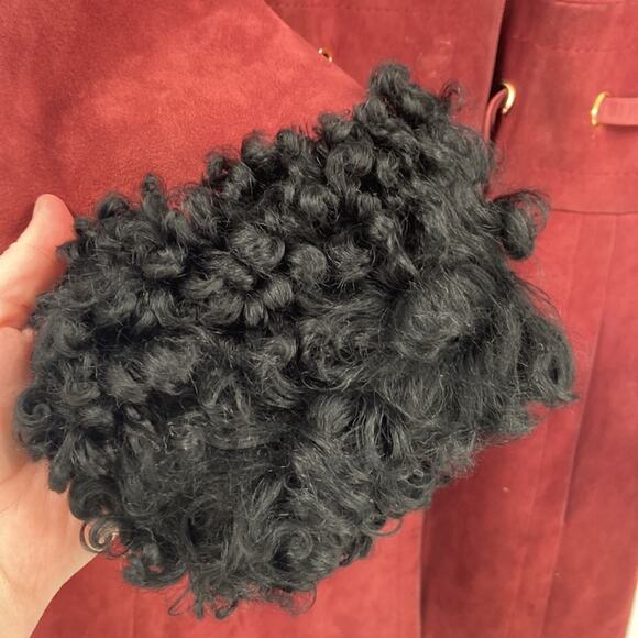 Vintage Leda Spain by Gropper suede fur burgundy trench coat - Picture 2 of 7